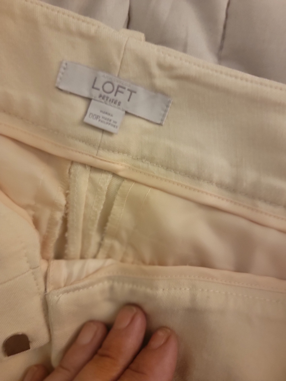 LOFT Cream Straight-Leg Dress Pants - Picture 2 of 3